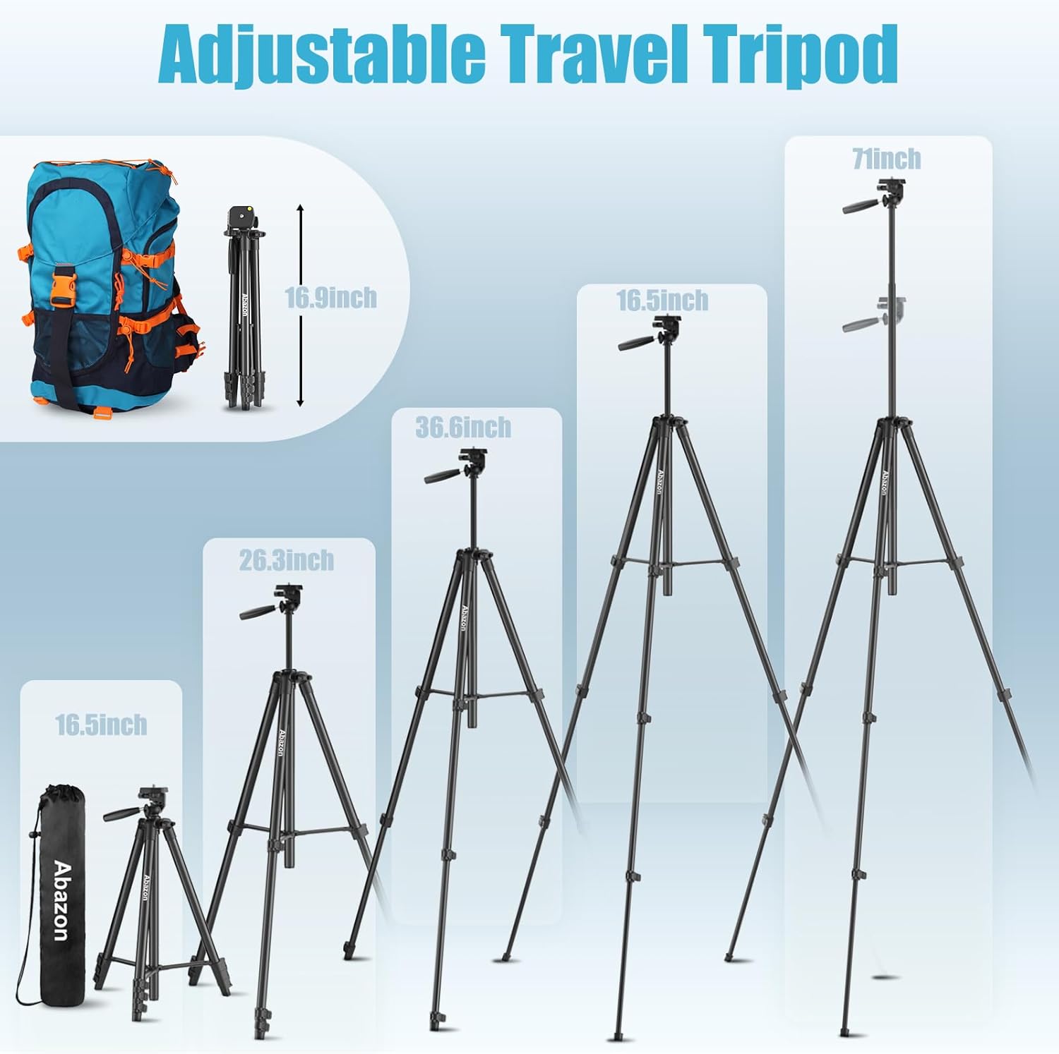 Trípode de cámara de 71 pulgadas compatible con cámaras Canon Nikon trípode ligero para teléfono con soporte remoto inalámbrico para teléfono con