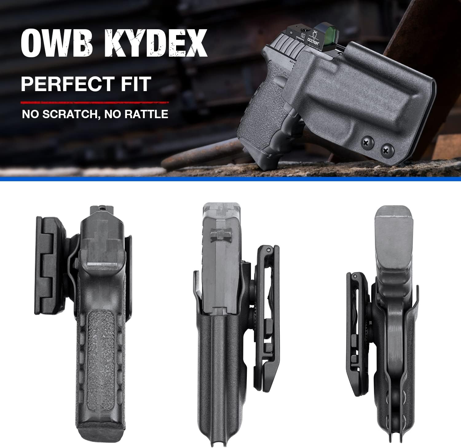 OWB – Funda compatible con SCCY CPX1 CPX2 de 0.354 in, retención de nivel II en el exterior de la cintura, transporte abierto para SCCY CPX-1 CPX-2,