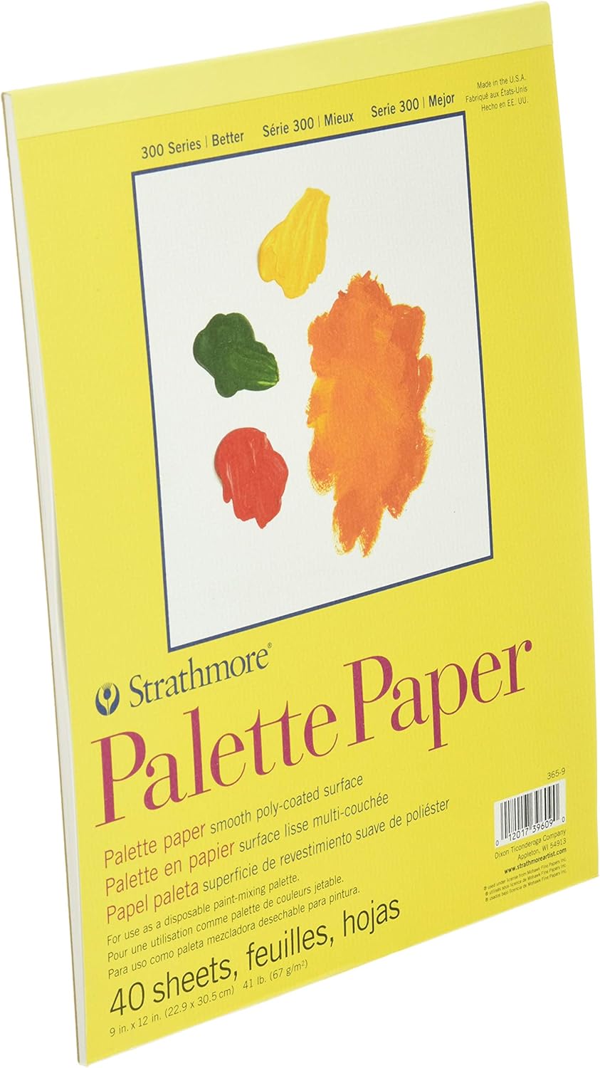 Strathmore Bloc de papel de paleta serie 300, encuadernado con cinta, 9 x 12 pulgadas, 40 hojas (41 libras2.36 oz), papel de artista para adultos y