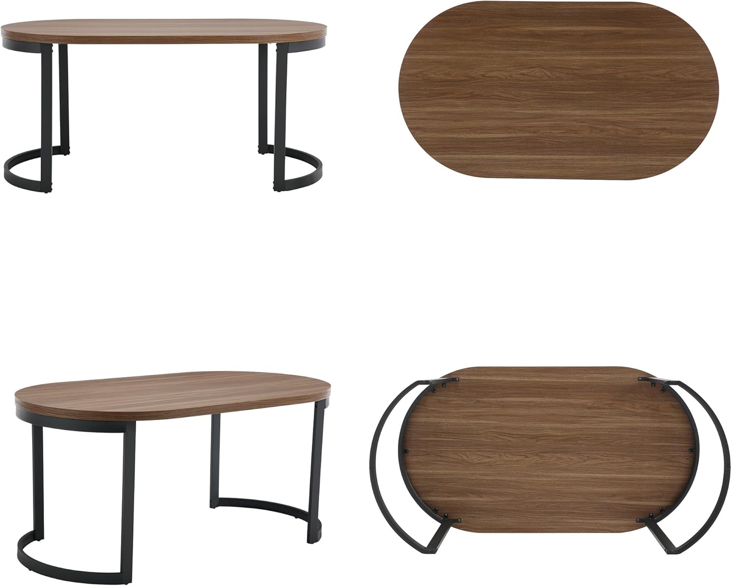 Mesa de comedor redonda moderna de mediados de siglo para 4-6 personas, mesa de cocina y comedor curvada de madera maciza de 63 pulgadas, mesa de