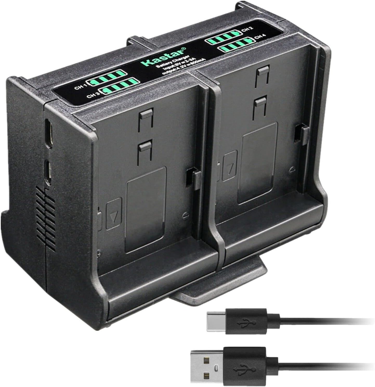 Kastar Cargador de batería cuádruple compatible con Panasonic DMW-BCM13, DMW-BCM13E, DMW-BCM13PP batería, Panasonic VSK0800, VSK0801