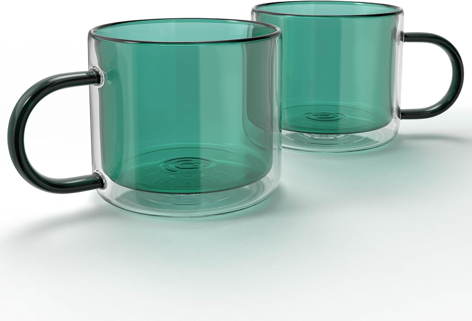 elle decor Tazas de café de doble pared, juego de 2, bonitas tazas de café, té y vidrio de leche con asa, taza de espresso aislada, 10 onzas, juego