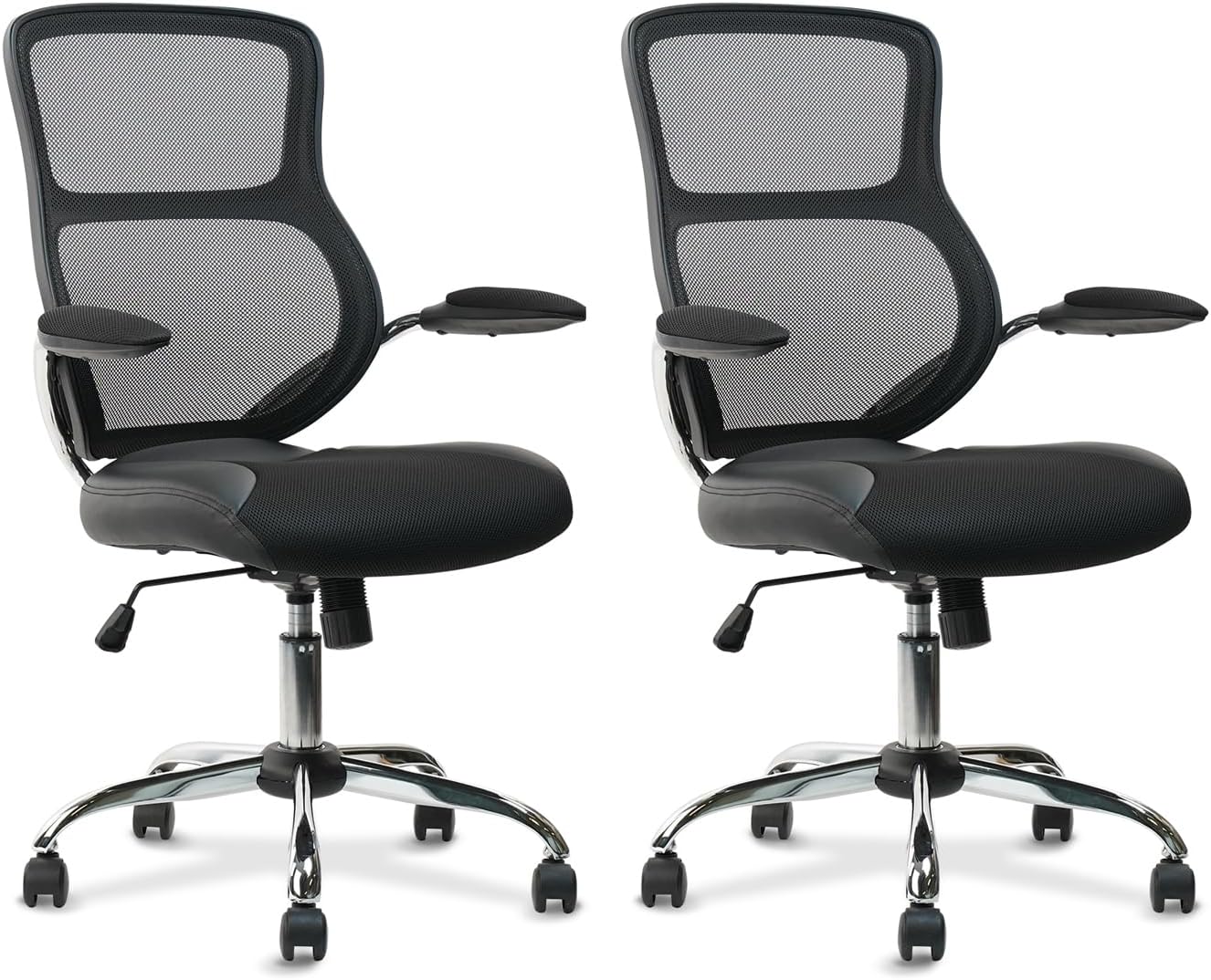 CLATINA Silla de oficina con respaldo medio, silla de trabajo de malla con soporte lumbar y reposabrazos de malla, silla de escritorio para