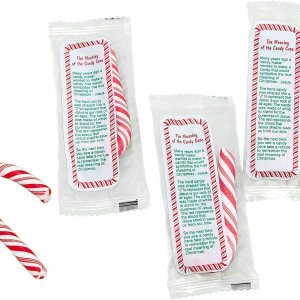 THE MEANING OF THE CANDY CANE golosinas, 40 por paquete, cada una envuelta individualmente con un mensaje. THE MEANING OF THE CANDY CANE golosinas, 40 por paquete, cada una envuelta individualmente con un mensaje.