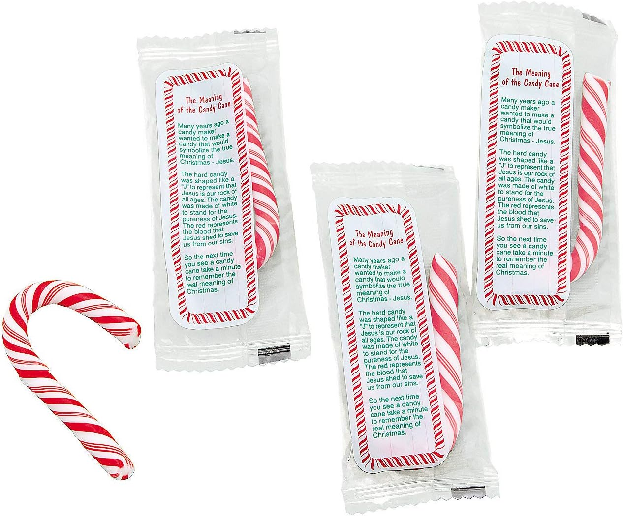 THE MEANING OF THE CANDY CANE golosinas, 40 por paquete, cada una envuelta individualmente con un mensaje.