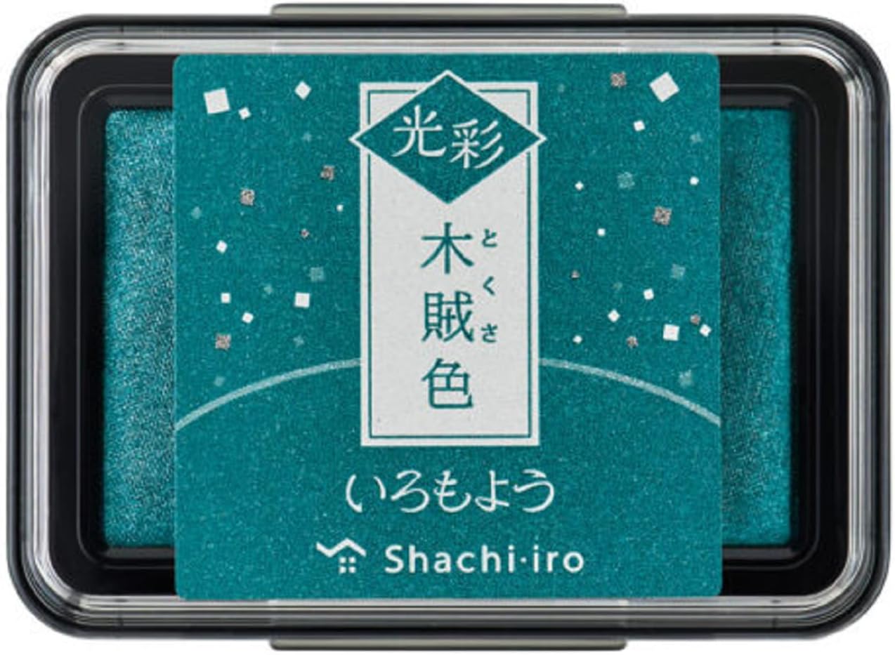 Shachihata Almohadilla de tinta a base de aceite Iromoyo Kosai Glow Stamp Pad Tokusa-IRO (cola de caballo) Color de tinta japonesa tradicional Japón