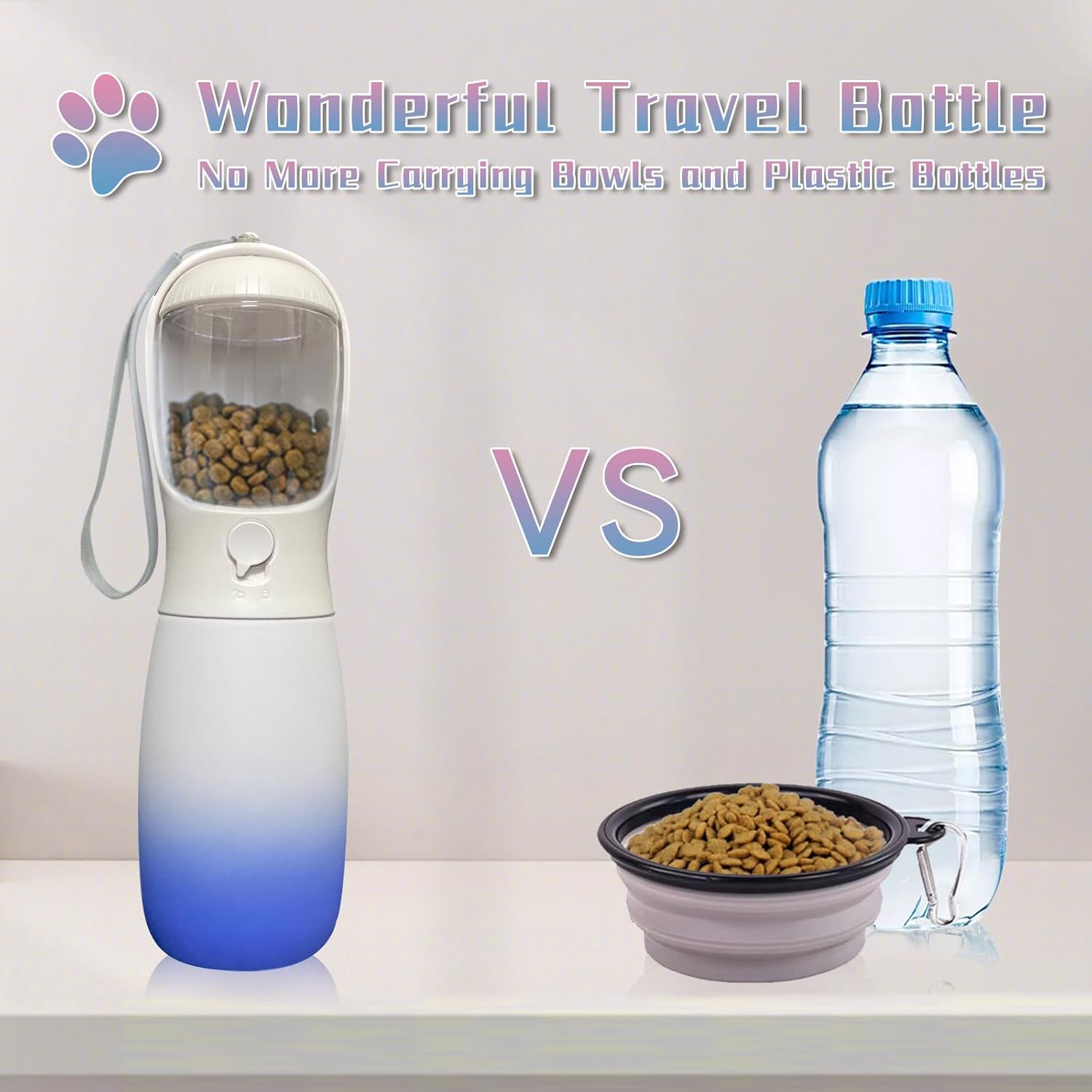 Botella de agua para perros al aire libre, esencial portátil para cachorros para viajes de campamento, dispensador de tazón de agua para perros de