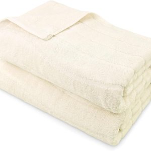 Cleanbear Juego de 2 toallas de baño beige con rayas onduladas, juego de toallas de baño de algodón para baño, 100% algodón, 55 x 27 pulgadas, 400 Cleanbear Juego de 2 toallas de baño beige con rayas onduladas, juego de toallas de baño de algodón para baño, 100% algodón, 55 x 27 pulgadas, 400