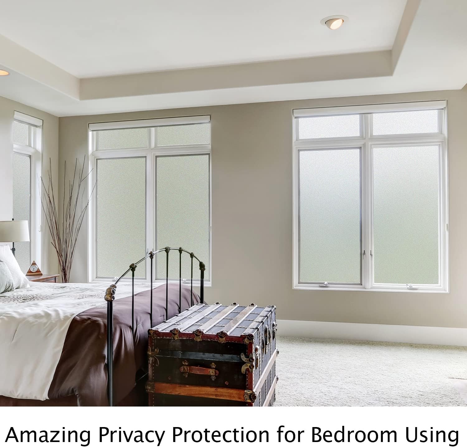 HIDBEA Película esmerilada de privacidad para ventana, control de calor, bloqueo UV, adherencia estática, no adhesiva, reutilizable, para baño,