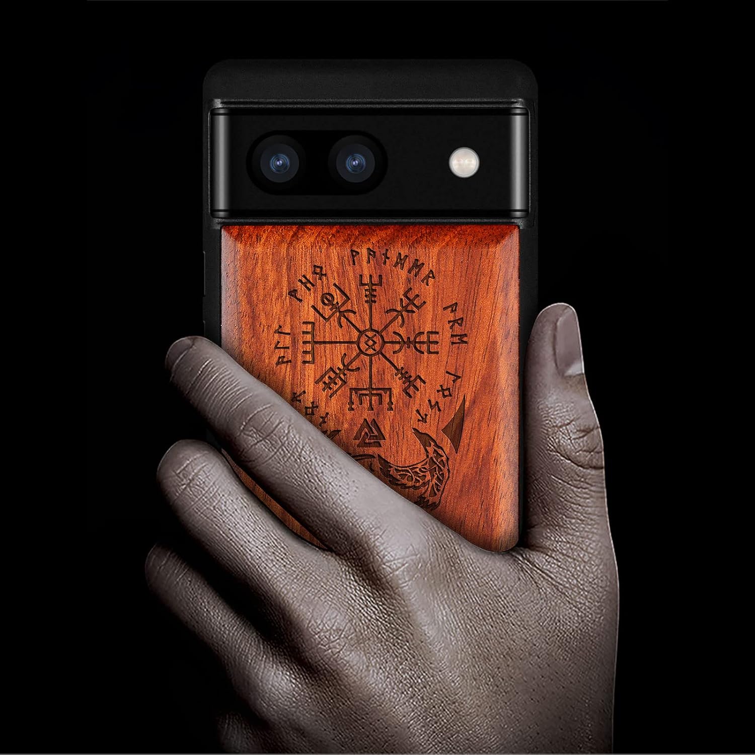 Carveit Funda de madera para Pixel 6a 2022 madera natural y TPU suave negro a prueba de golpes, funda de madera única y elegante compatible con