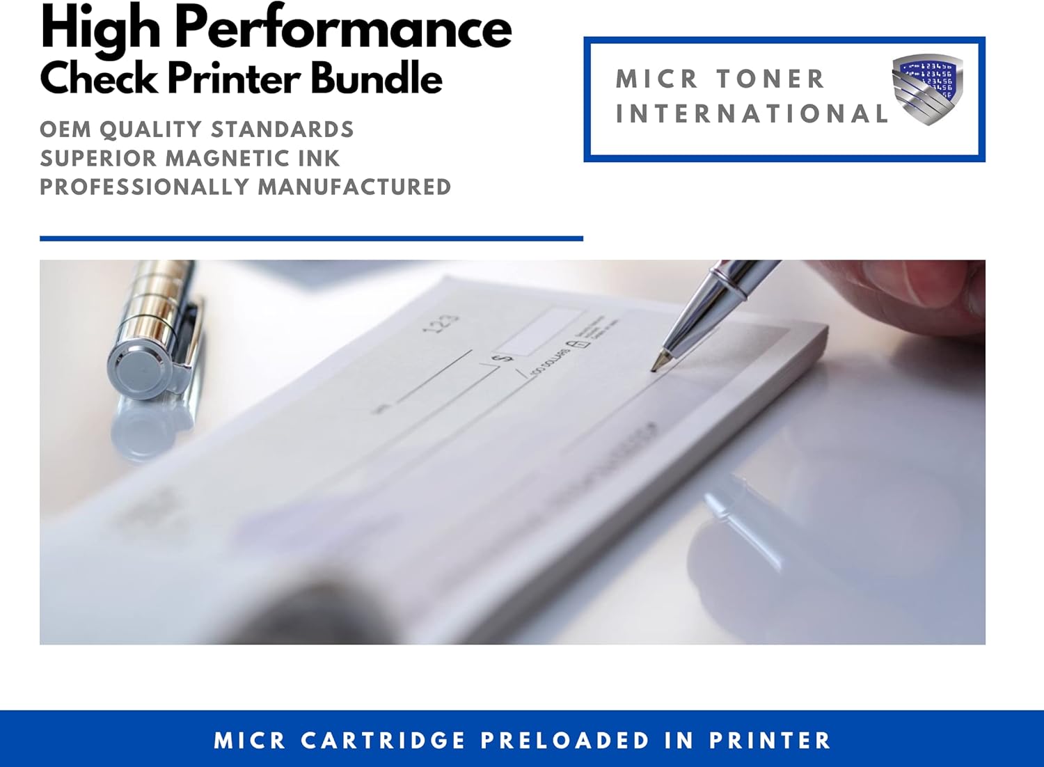MICR Toner International M140we Laser Wireless Black & White Check Printer Bundle con cartucho MICR modificado OEM W1410A Starter (2 artículos)