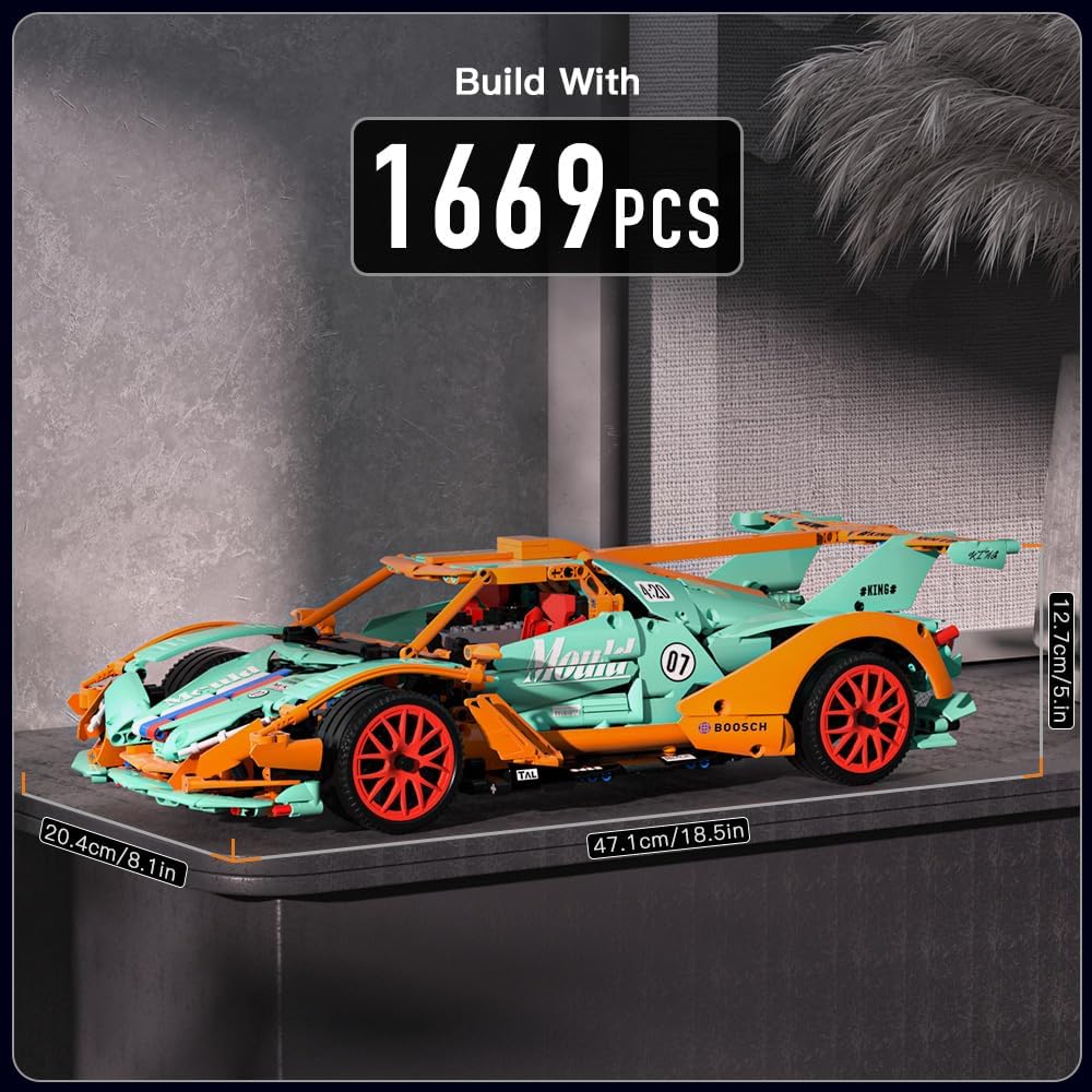 Mould King Apollo IE – Juego de construcción de autos de juguete, 13155 bloques de construcción Super Race Car modelo de coche deportivo con control