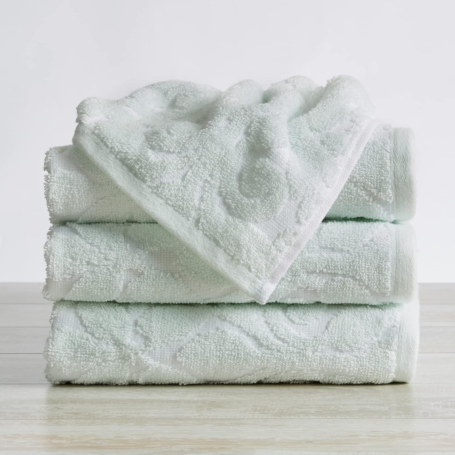 Great Bay Home Toallas de baño 100% algodón jacquard, toallas de baño absorbentes de secado rápido. Colección Cassie (toalla de mano (paquete de 4),
