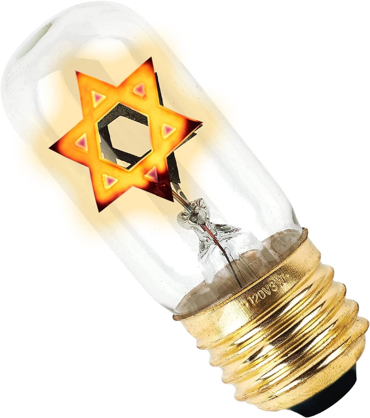 Zion Judaica – Lámpara eléctrica Yahrtzeit de latón grabada en memoria amorosa, lámpara conmemorativa judía electrónica con bombilla parpadeante de