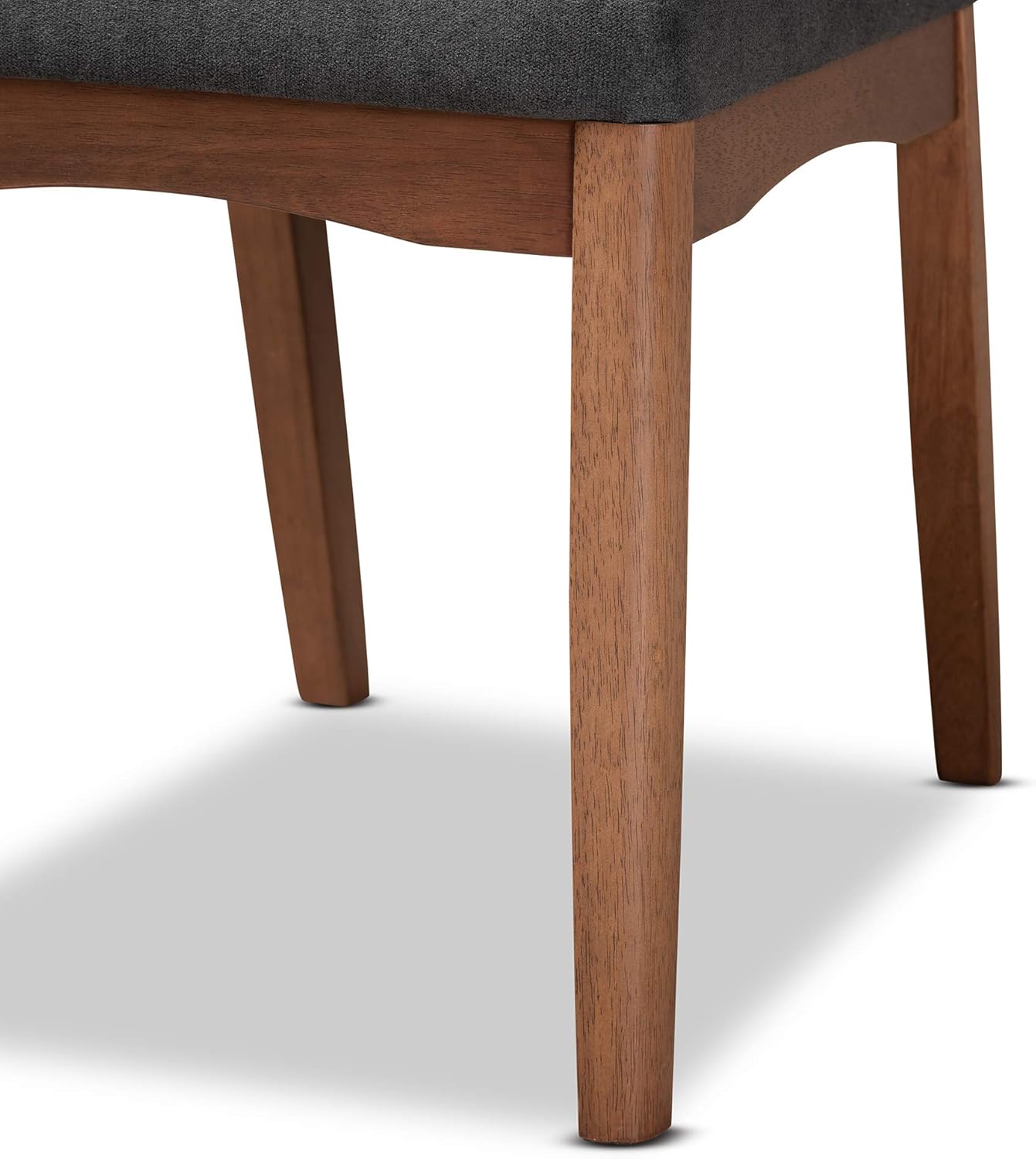 Baxton Studio Tara – Juego de sillas de comedor de 2 piezas con acabado de madera gris oscuro de transición y tapizada de tela gris oscuro