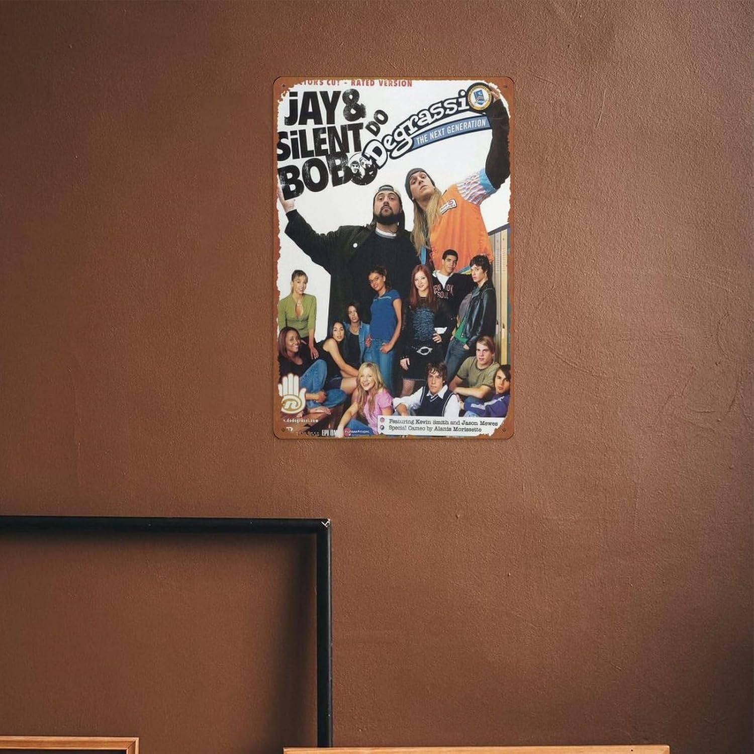 ZTLLFV Jay and Silent Bob Do Degrassi – Póster retro con logotipo de lata para restaurante, decoración de pared, puerta del hogar, jardín, tienda,