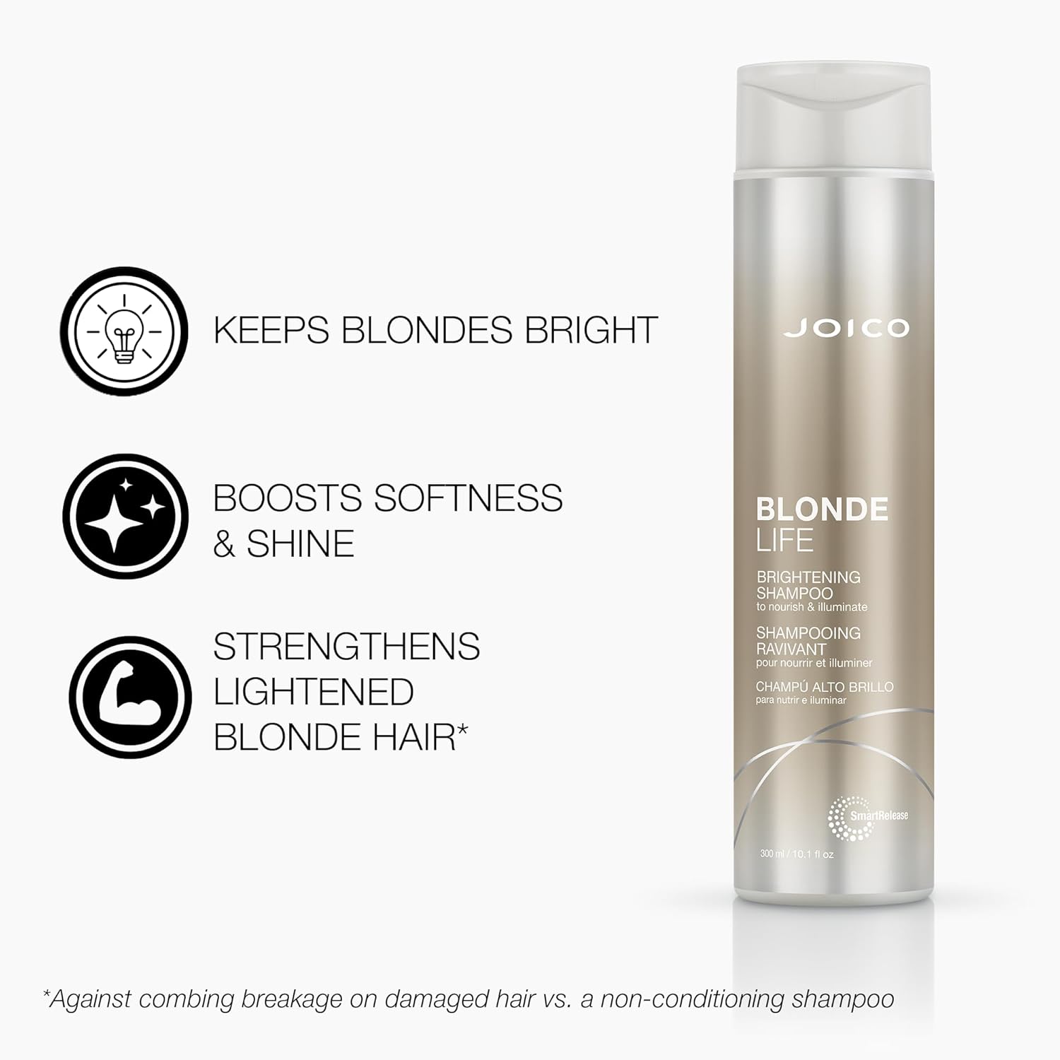 Joico Champú y acondicionador iluminador Blonde Life  Para cabello rubio  Añade suavidad y suavidad  Sin sulfatos  Con aceite de monoi y tamanu