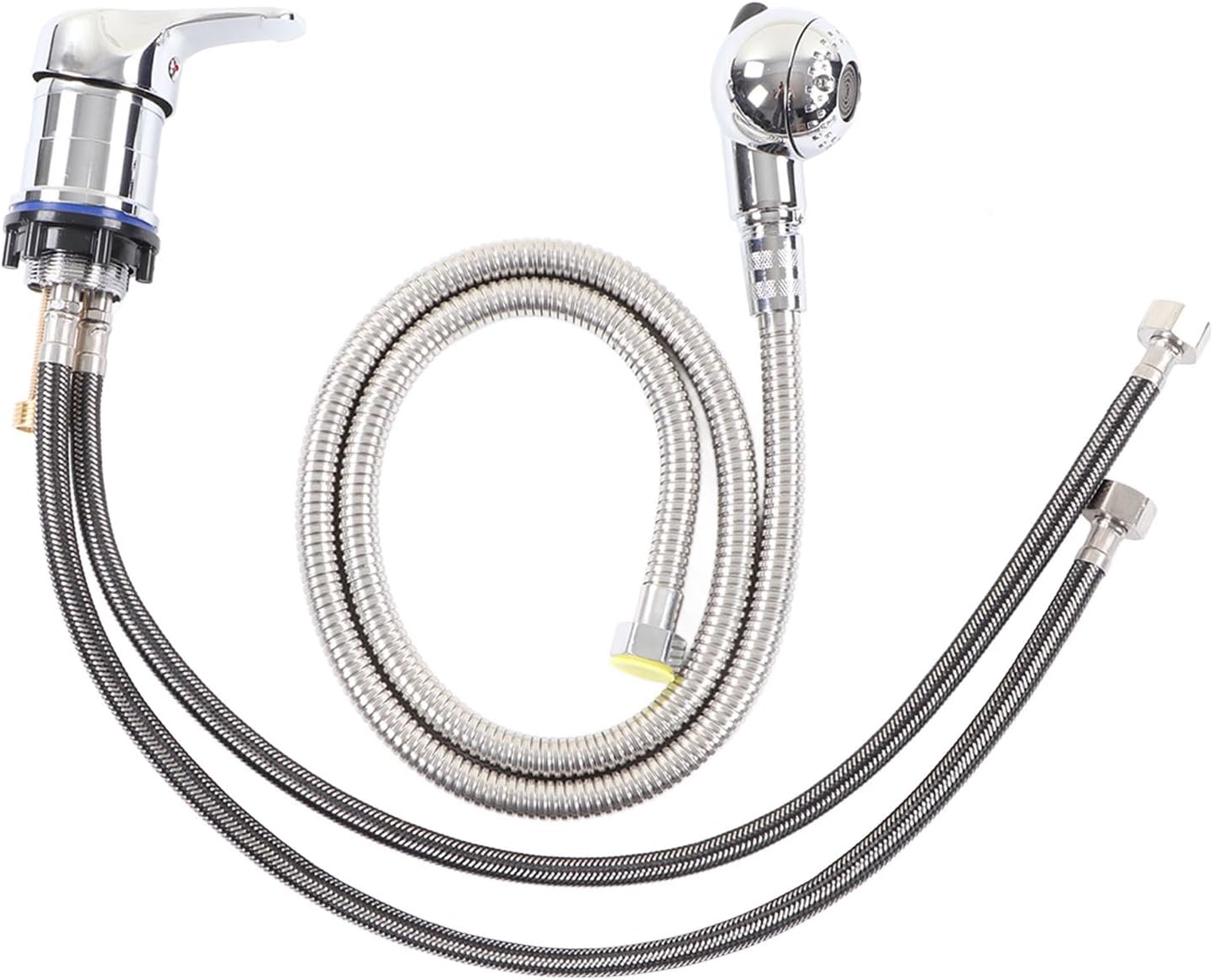 Sonew Kit de rociador de grifo de fregadero de champú, interruptor frío caliente, grifo de cama con manguera de 47.2 in, pieza de grifo de agua de