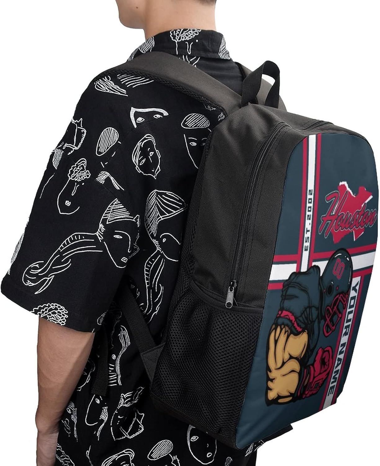 Mochila de hombro personalizada con cualquier número de nombre, 17 pulgadas, gran capacidad, bolsa para computadora portátil, bolsa de libros,