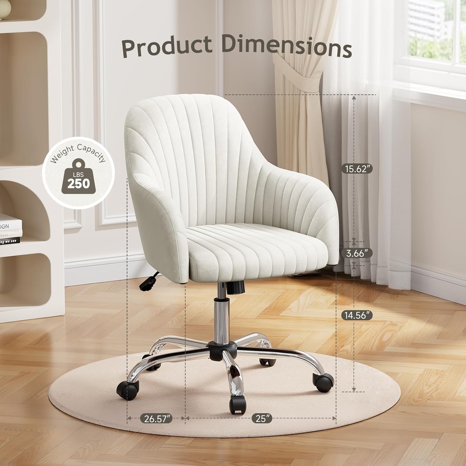 Warmiehomy Silla de escritorio de terciopelo moderna para oficina en casa, cómodas sillas de tocador, silla giratoria ajustable para computadora,