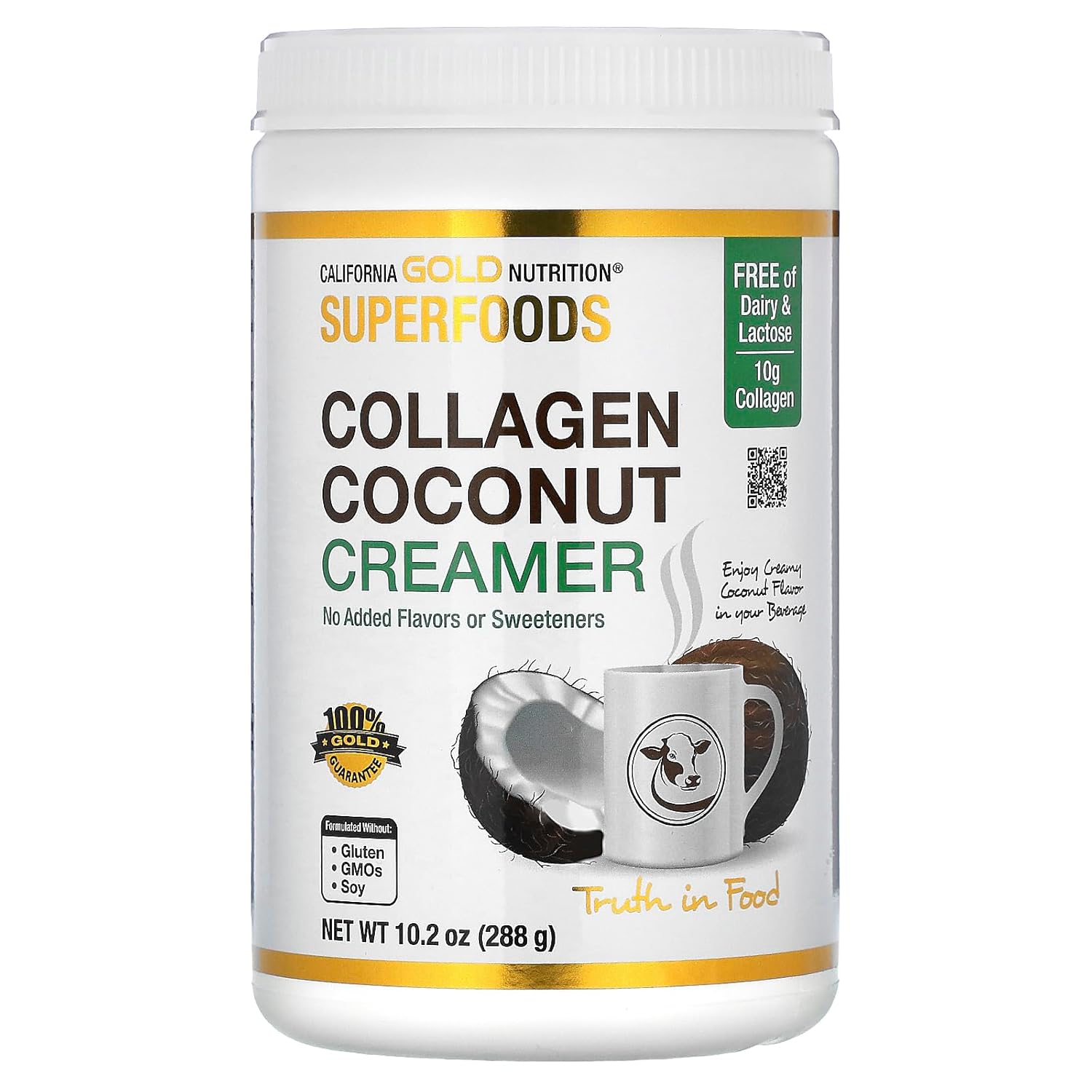 California Gold Nutrition Superfoods, Crema de colágeno y coco, 10.2 oz (288 g)