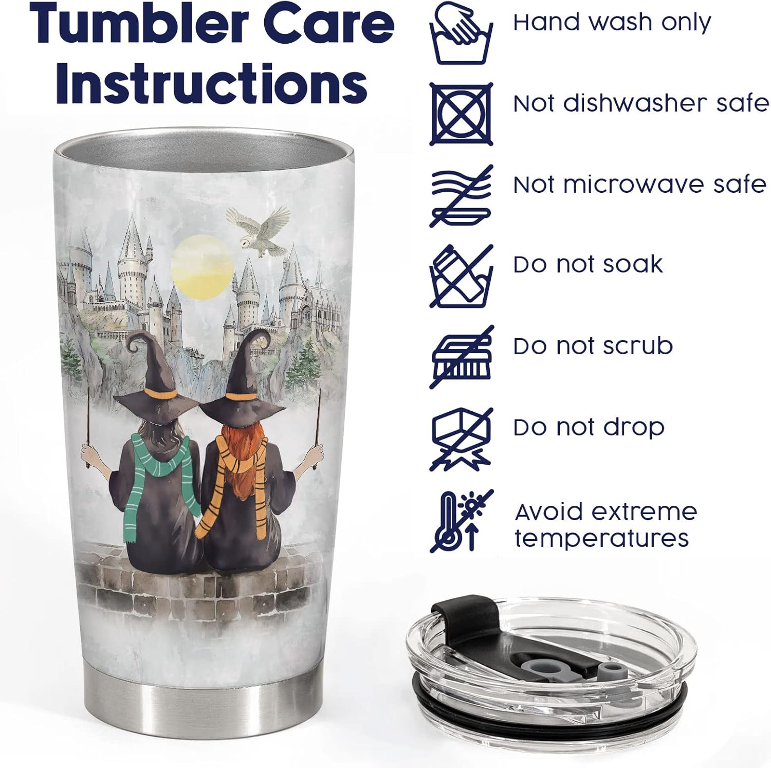 34HD Regalos de Navidad para los amantes del cine, vaso de película Potter con tapa, acero inoxidable, 20 onzas, taza de café, regalos de cumpleaños