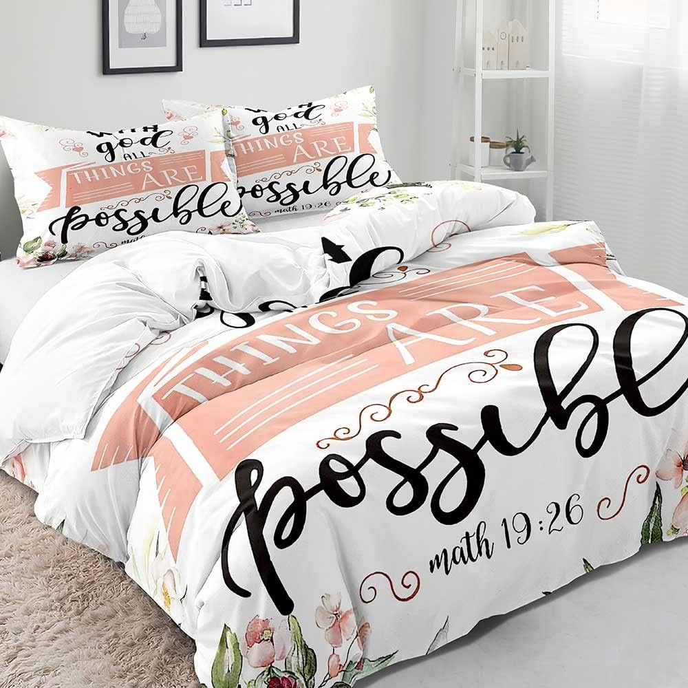 VIVIHOME – Juego de cama floral de 3 piezas, funda de edredón tamaño King, funda de edredón blanca, ropa de cama para niñas, funda de edredón rosa,