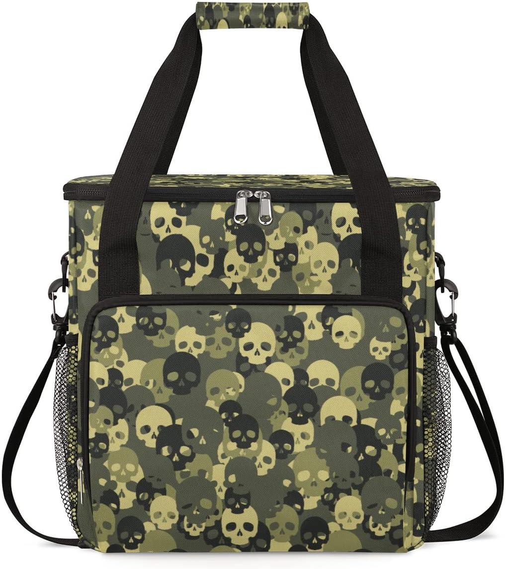 Bolsa de café de camuflaje con diseño de calavera y camuflaje, bolsa de almacenamiento de viaje, compatible con Keurig K-Mini o K-Mini Plus,