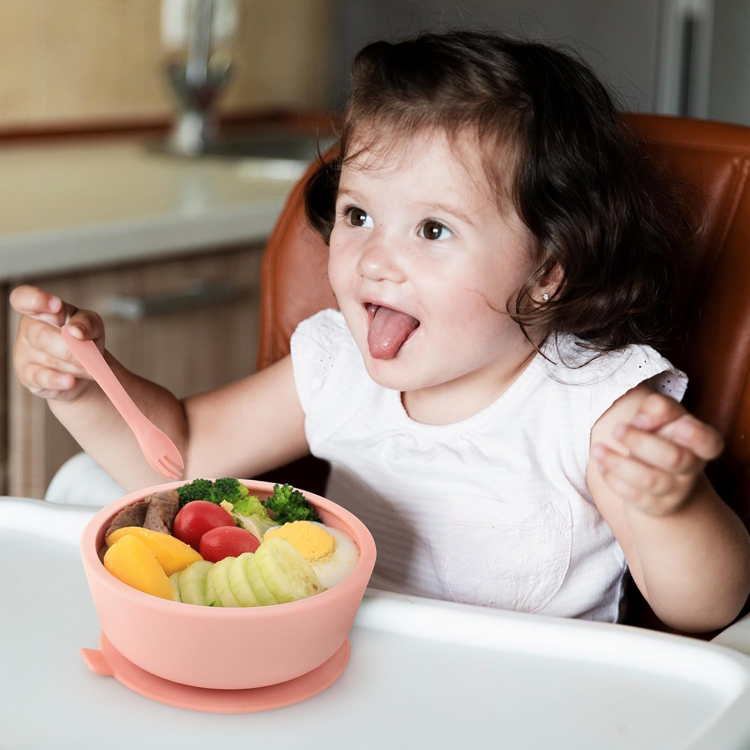 Yoofoss Cuencos para bebés con ventosa, cuencos para niños pequeños con tapas, juego de alimentación 100% de silicona, incluye 2 paquetes de