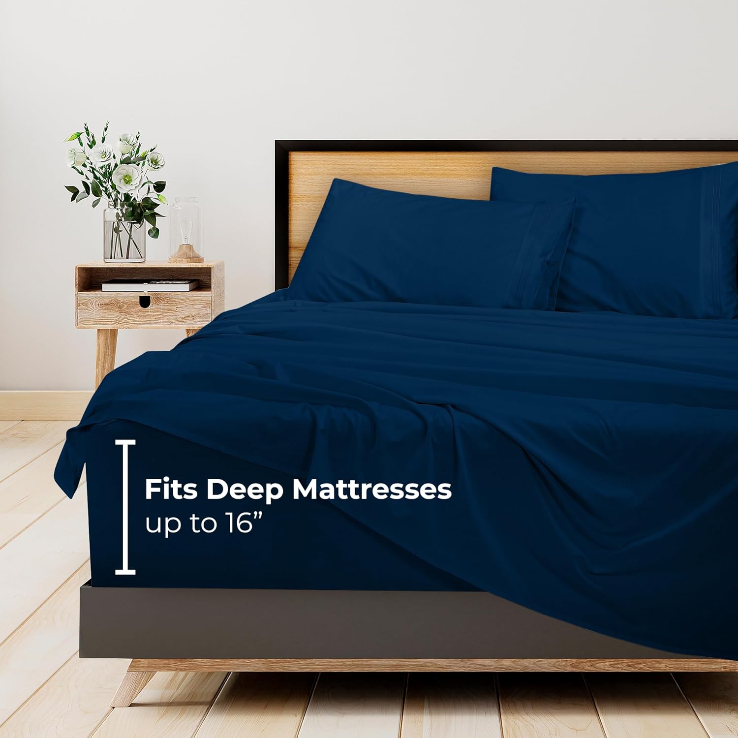 ROYALE LINENS – Sábanas California King de 4 piezas – Ropa de cama de microfibra cepillada 1800 – 1 sábana bajera, 1 sábana encimera, 2 fundas de