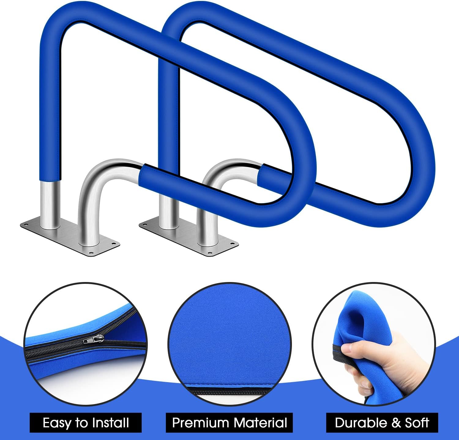 Funda para pasamanos de piscina, fundas para barandillas de mano, funda de agarre de seguridad con cremallera para piscina, asas de escalera