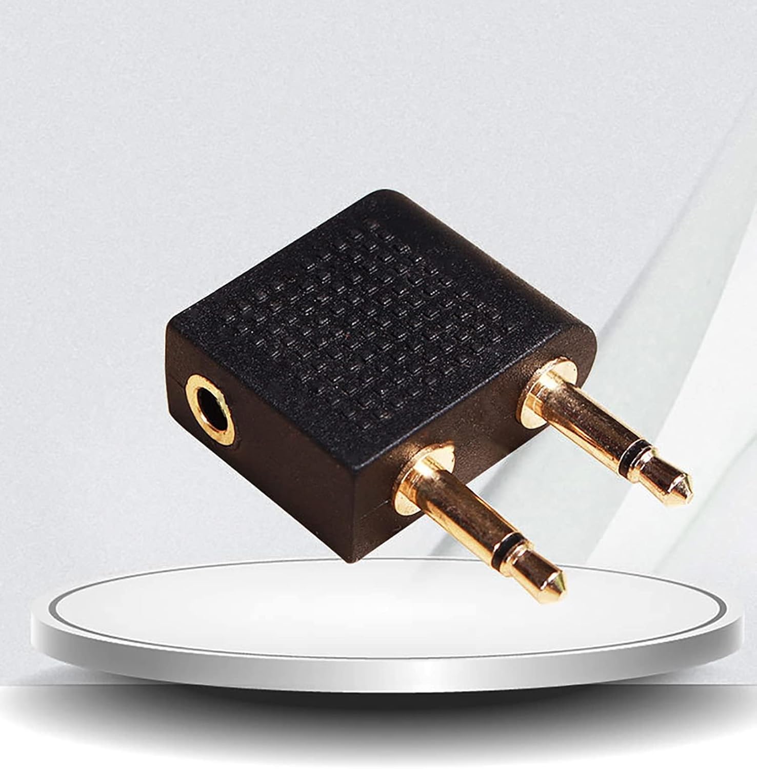 Adaptador de auriculares de avión, enchufe Airfly, conector estéreo dual de 0.138 in macho a hembra, adaptador de auriculares de línea aérea