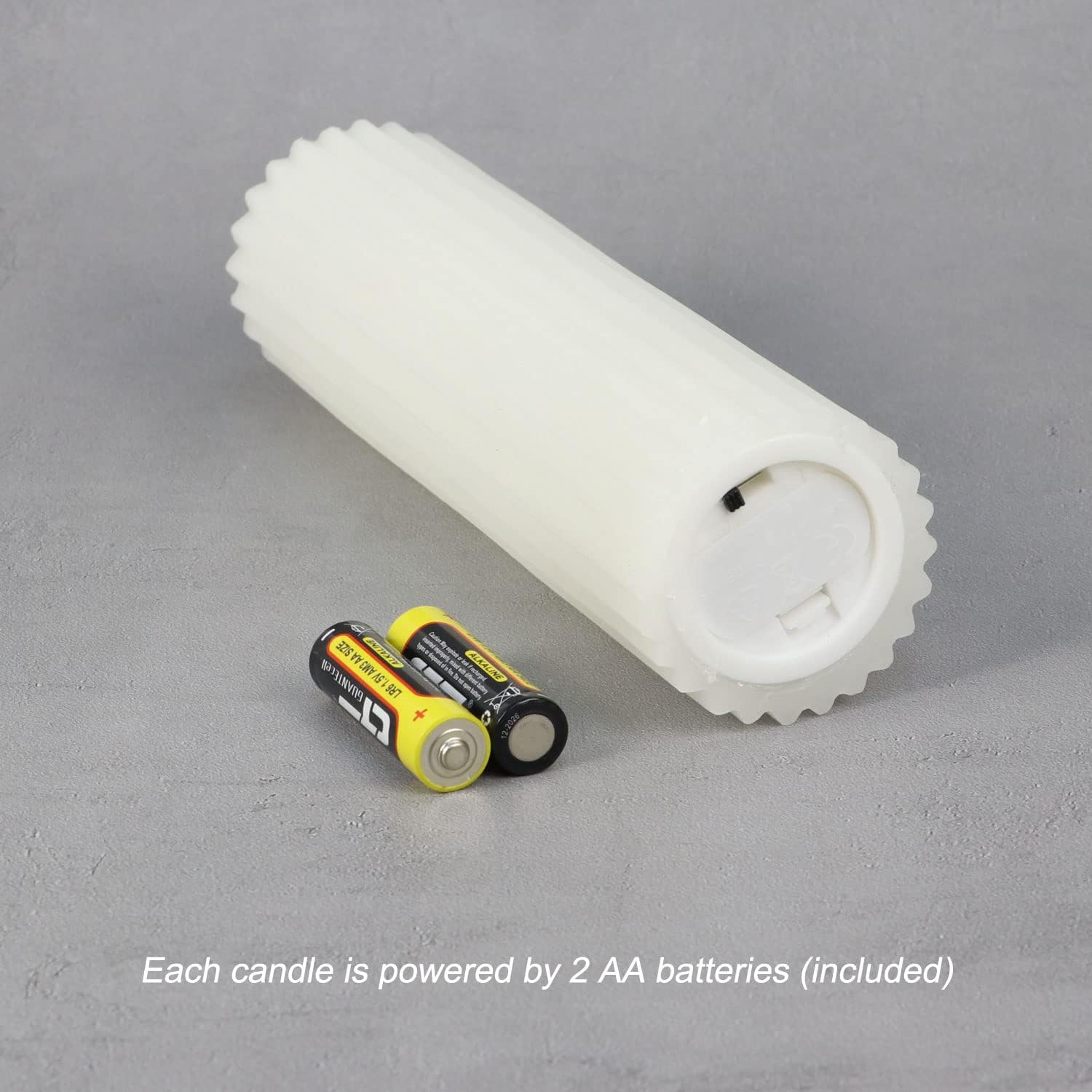Fanna Velas LED sin llama de columna delgada de 8 pulgadas, color blanco, funciona con pilas, diseño de rayas, pilas y control remoto incluidos,