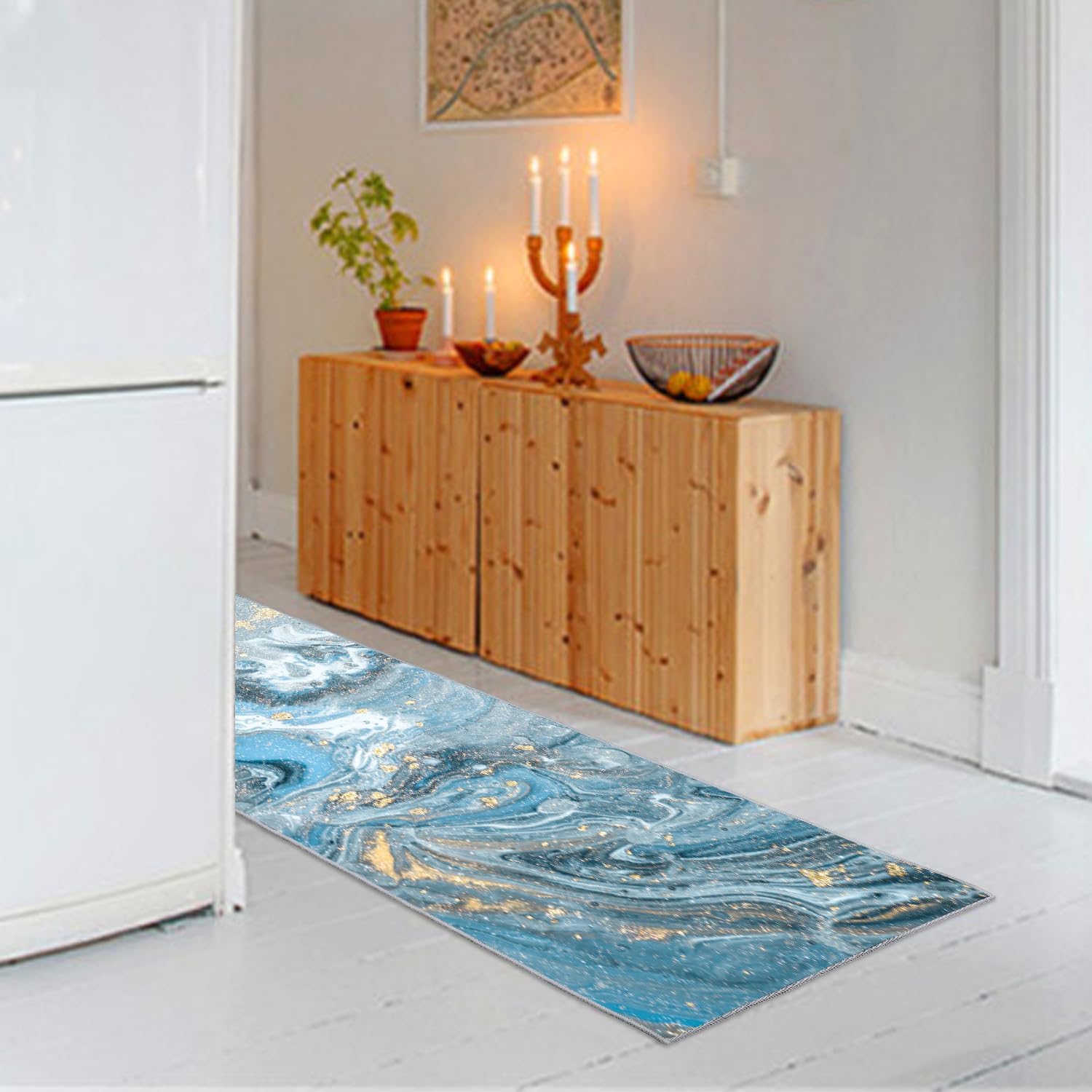Alfombra de pasillo para pasillo de 31.5 x 70.9 in con respaldo de PVC antideslizante para cocina, entrada, sala de estar