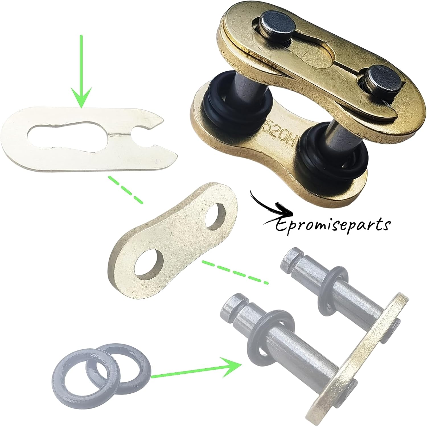 520HV Master Link motocicleta resistente cadena para motocicleta Dirt Bike ATV quad (520HV MASTER LINK-2PC)