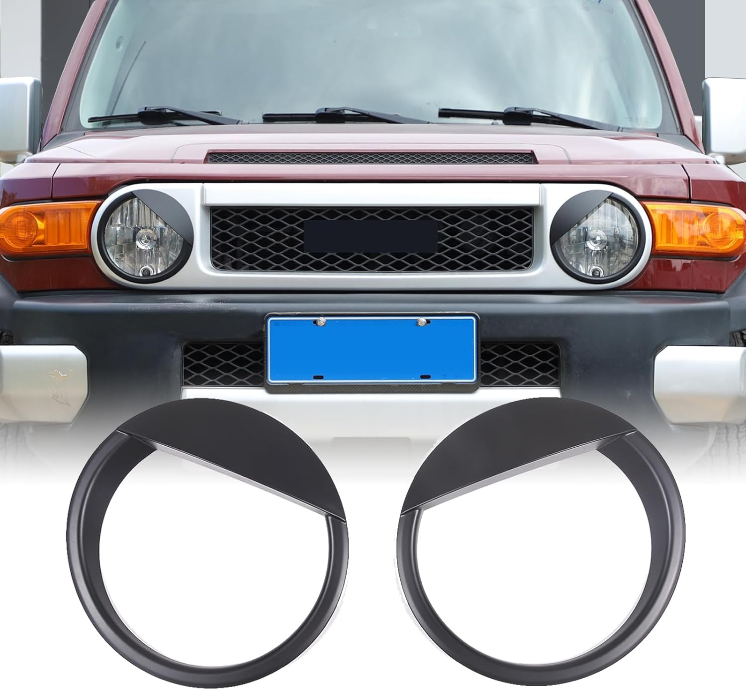 Recortes para faros delanteros para Toyota FJ Cruiser 2007-2021, 1 par de ABS para faros delanteros de coche, cubierta de párpados para cejas,
