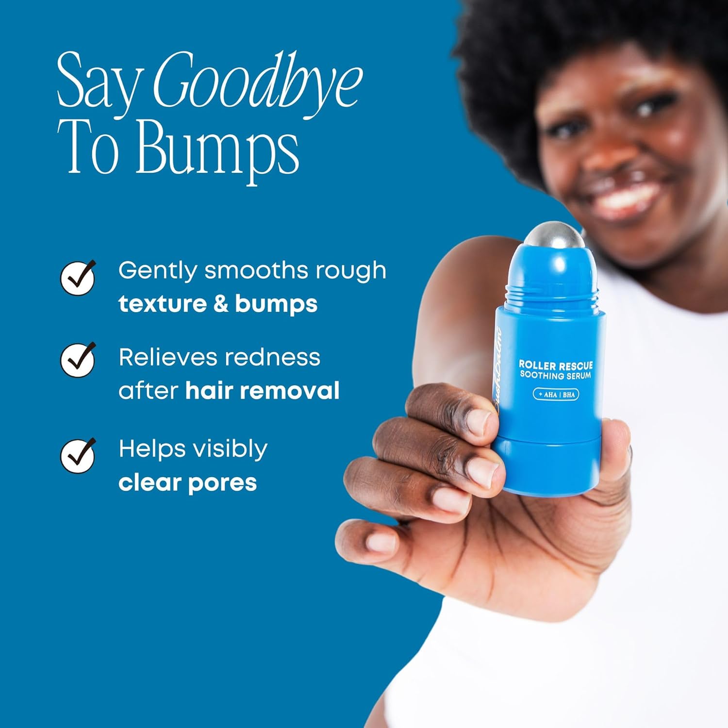 Bushbalm Roller Rescue – Suero para cabello encarnado, incluye AHA y BHA, exfoliante, calmante, refrescante para zonas íntimas, axilas, ayuda con