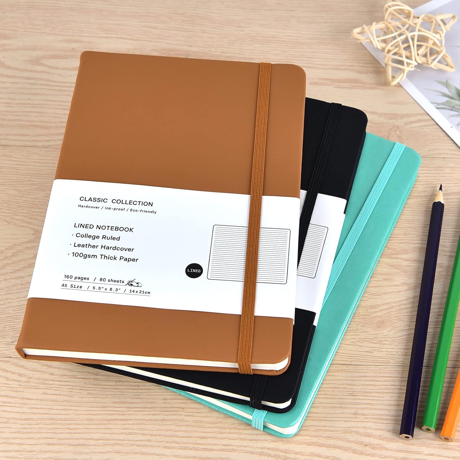 Zealor Paquete de 12 cuadernos de tapa dura en espiral, cuadernos de papel rayados con rayas universitarias, tamaño A5, 5.5 x 8.3 pulgadas, para