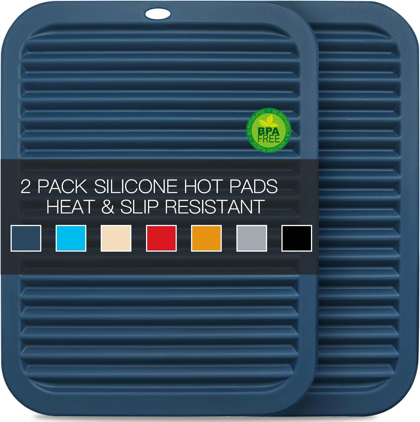 Paquete de 2 alfombrillas de silicona para encimera de cocina, salvamanteles de silicona de 9 x 12 pulgadas para ollas calientes y sartenes,