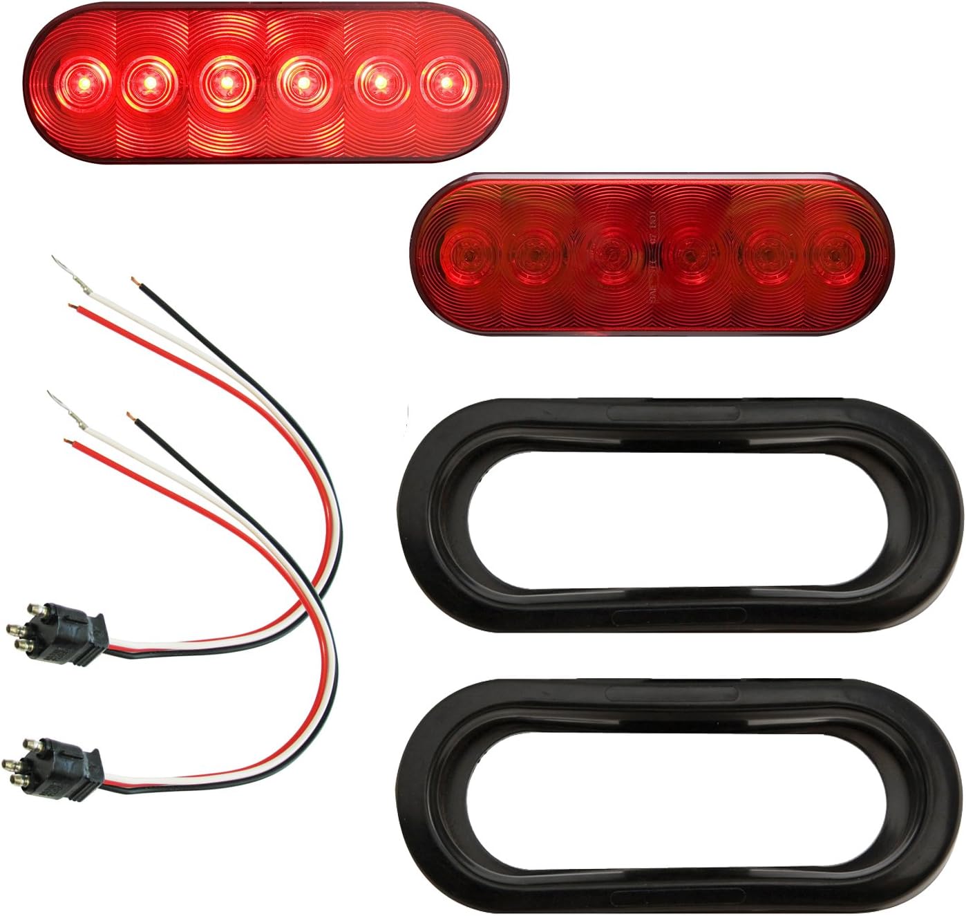 Optronics TLL12RK – Kit de luces traseras LED selladas ovaladas de 6 pulgadas, color rojo