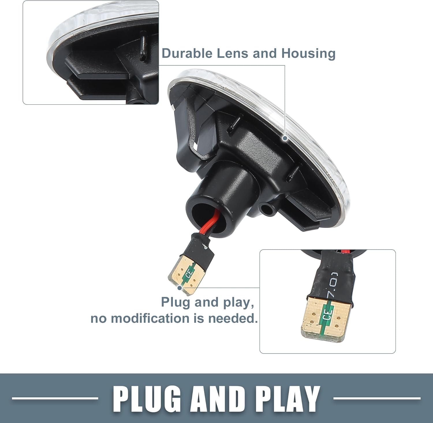 Luz LED de señal de giro de flujo secuencial GJ6A-51-120E para Mazda 3 2004-2009 lente transparente de plástico ámbar luz (juego de 2)