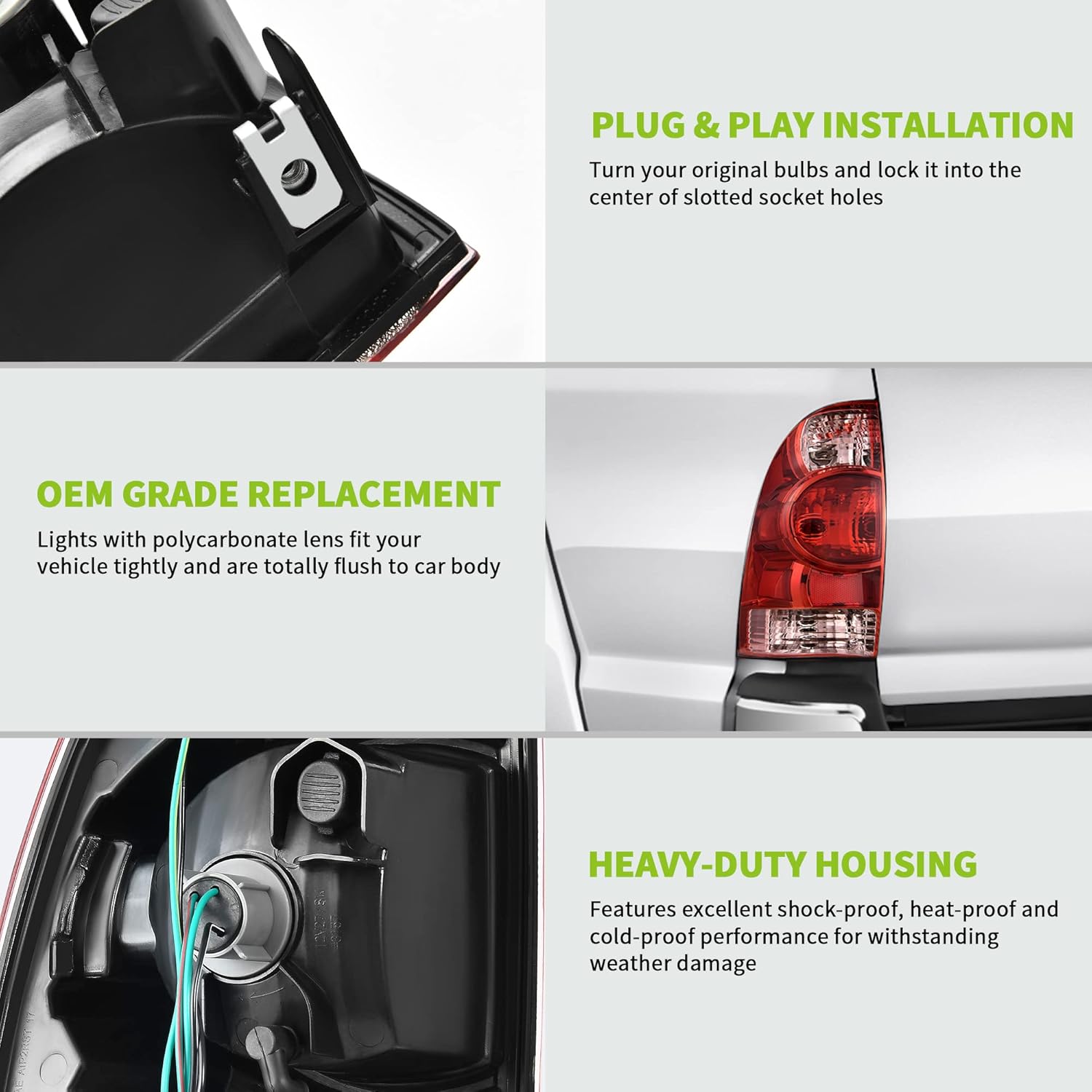 AUTOSAVER88 Luces traseras laterales del conductor, conjunto de luces traseras de freno compatibles con Tacoma 2005 2006 2007 2008 2009 2010 2011