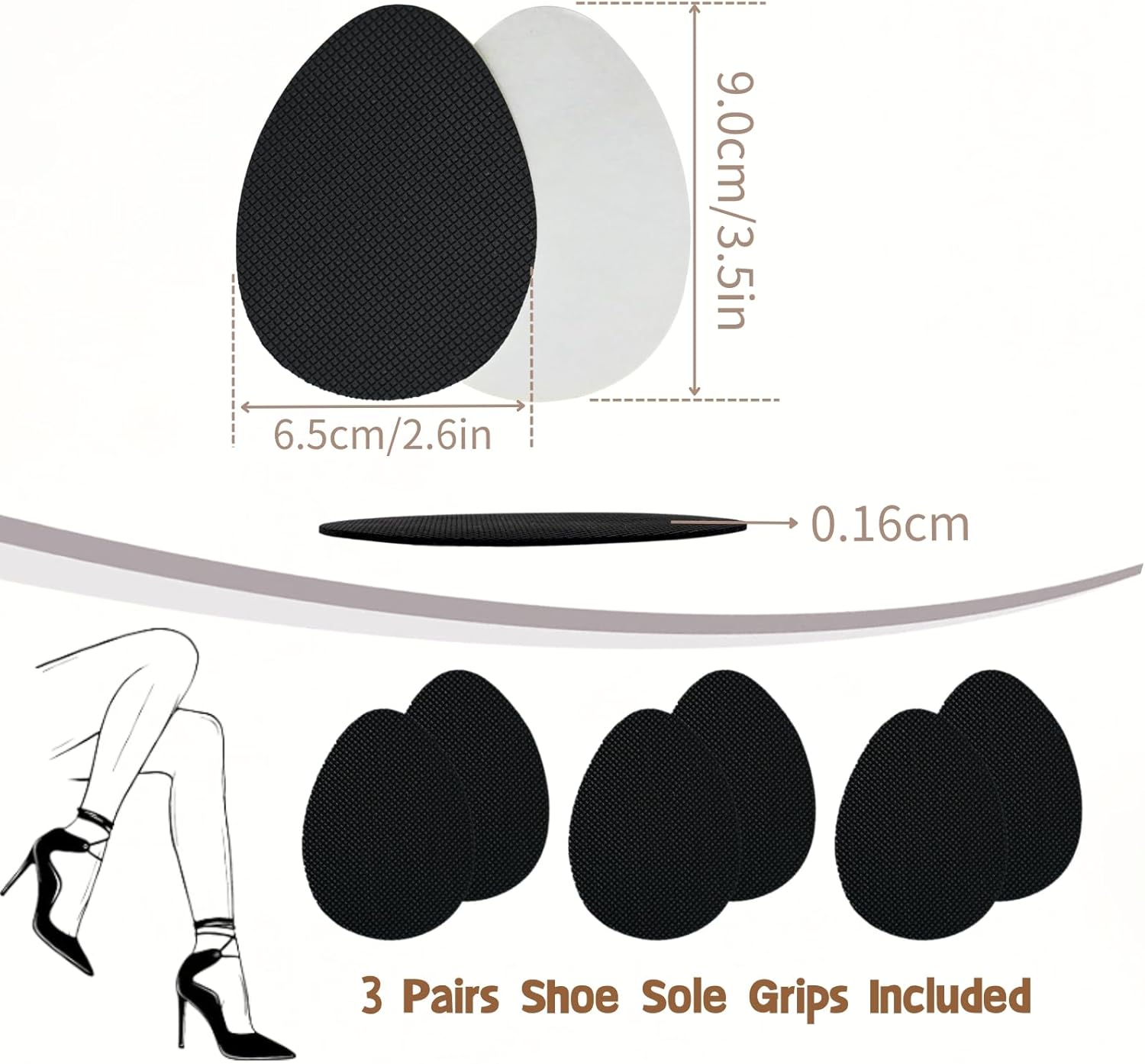 Almohadillas antideslizantes para zapatos, protectores de suela de zapatos para la parte inferior de los zapatos, 6 suelas antideslizantes para
