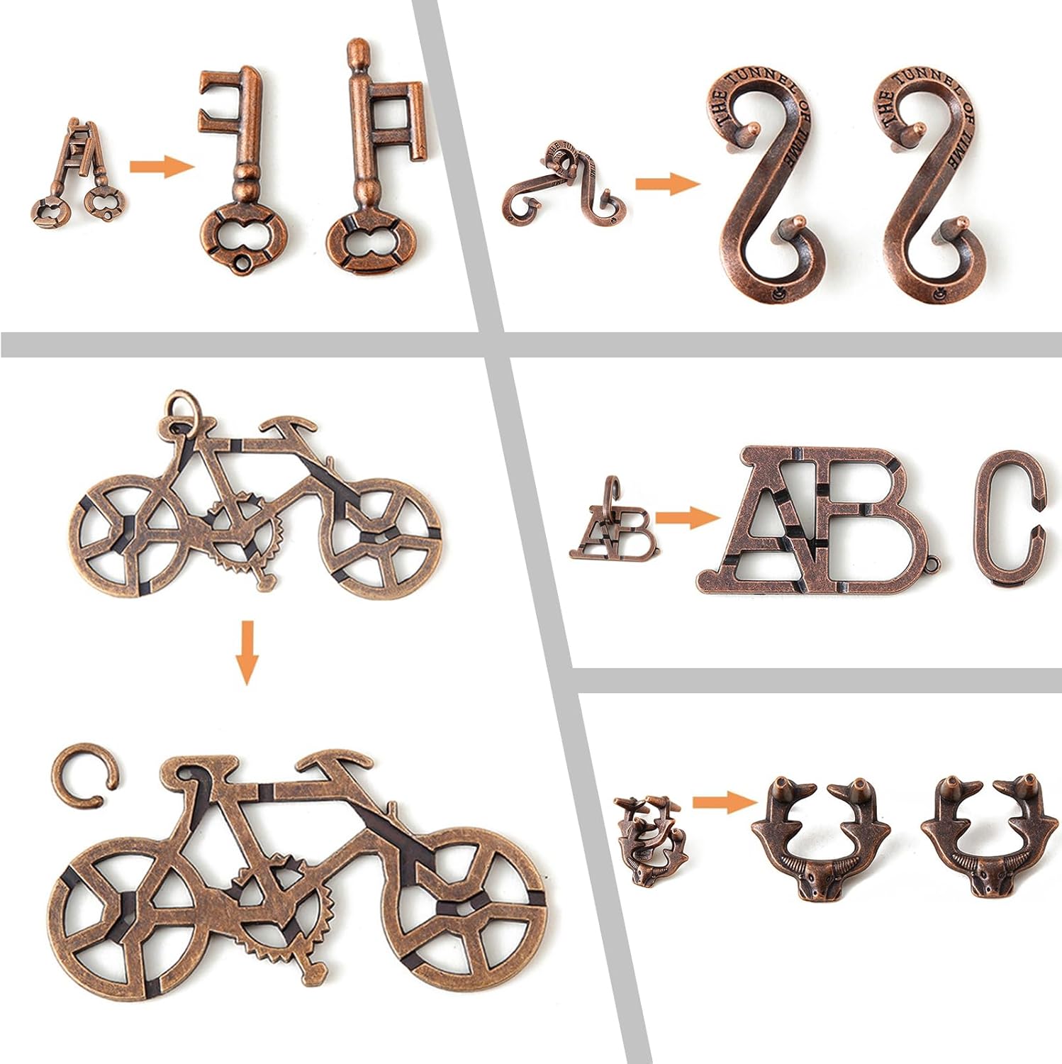 Rompecabezas de 5 piezas, rompecabezas de metal fundido, juguetes para niños y adultos, prueba de coeficiente intelectual, caja educativa para