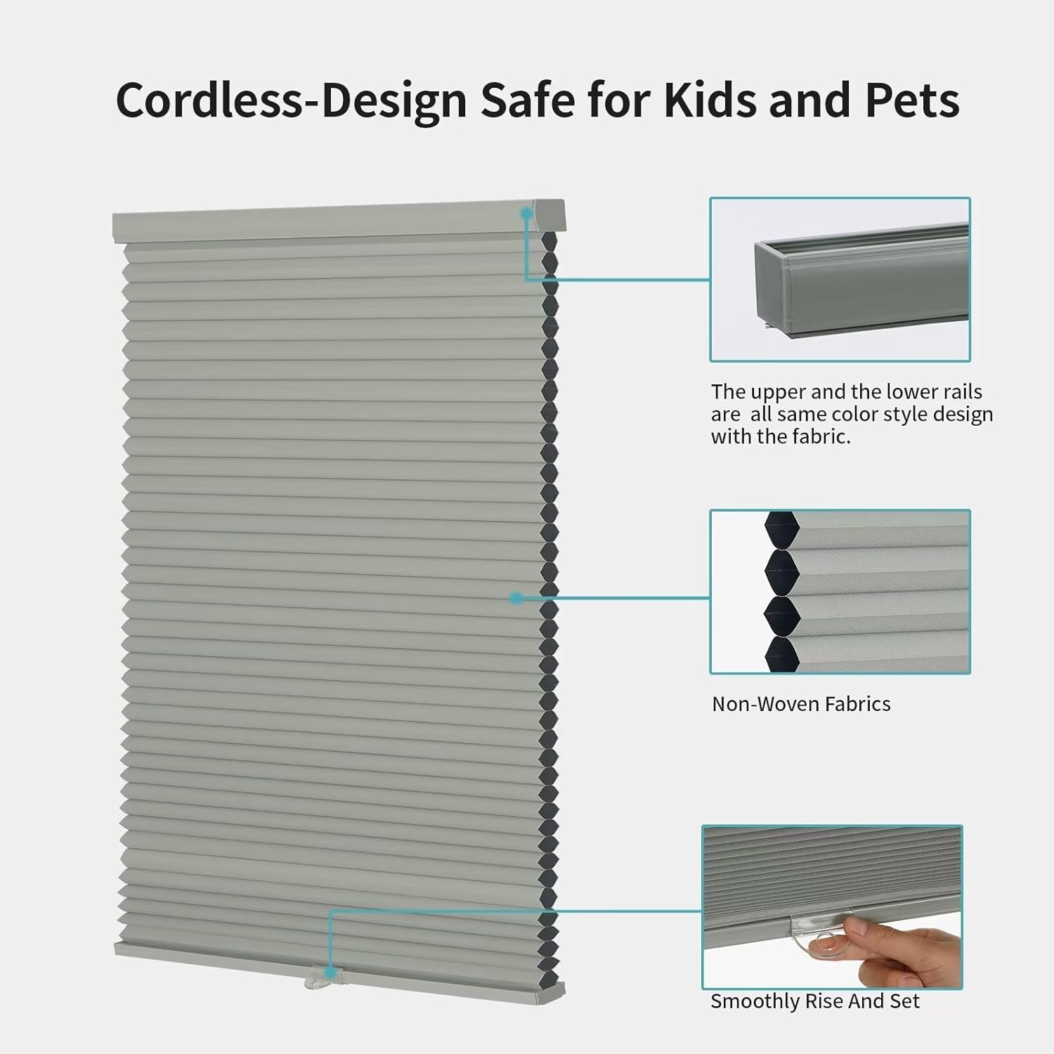 MYshade Persianas opacas sin cordones para oscurecer la habitación, persianas celulares con diseño de panal para ventanas de interior, fáciles de
