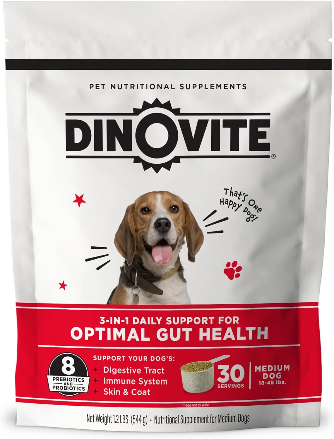 Dinovite Suplemento probiótico para perros – Omega 3 para perros – Alivio de puntos calientes – Suplemento de piel y pelaje para perros – Suministro