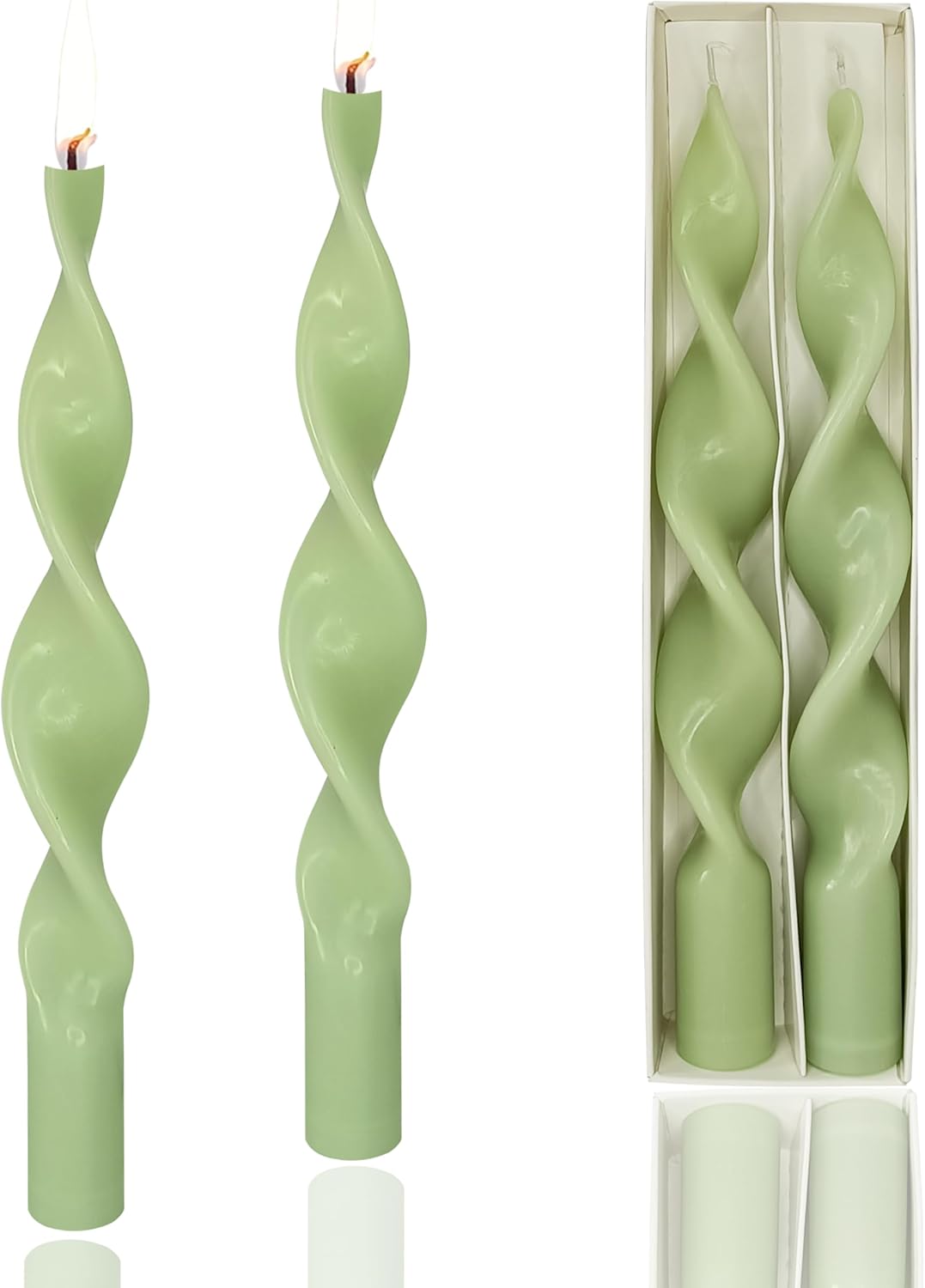 Velas cónicas de color verde, vela cónica en espiral, vela cónica torcida, vela de Navidad de 10 pulgadas de alto, velas cónicas para Navidad,