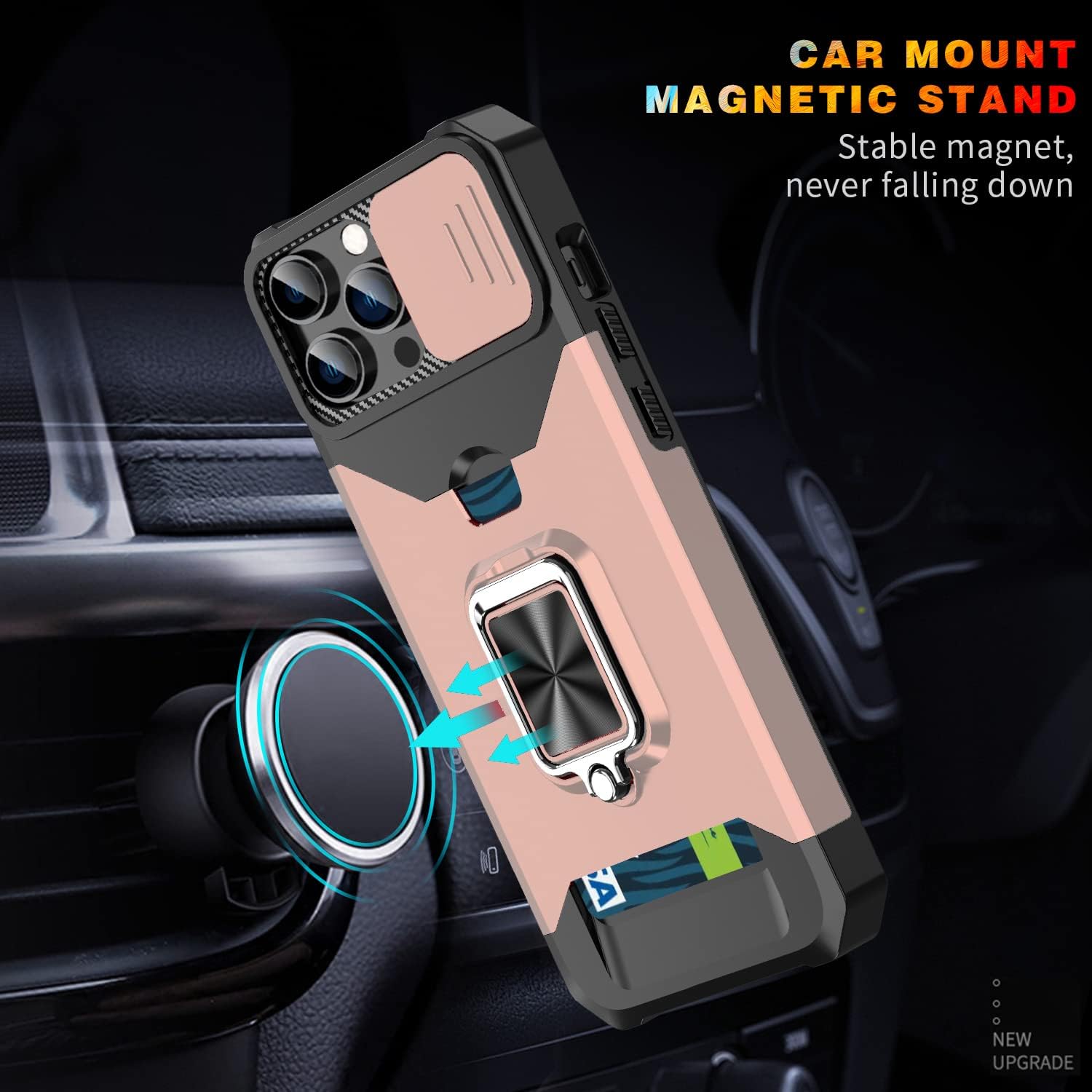 Asuwish Funda compatible con iPhone 15 Pro Max de 6.7 pulgadas y protector de pantalla de vidrio templado, tarjetero y anillo para teléfono celular