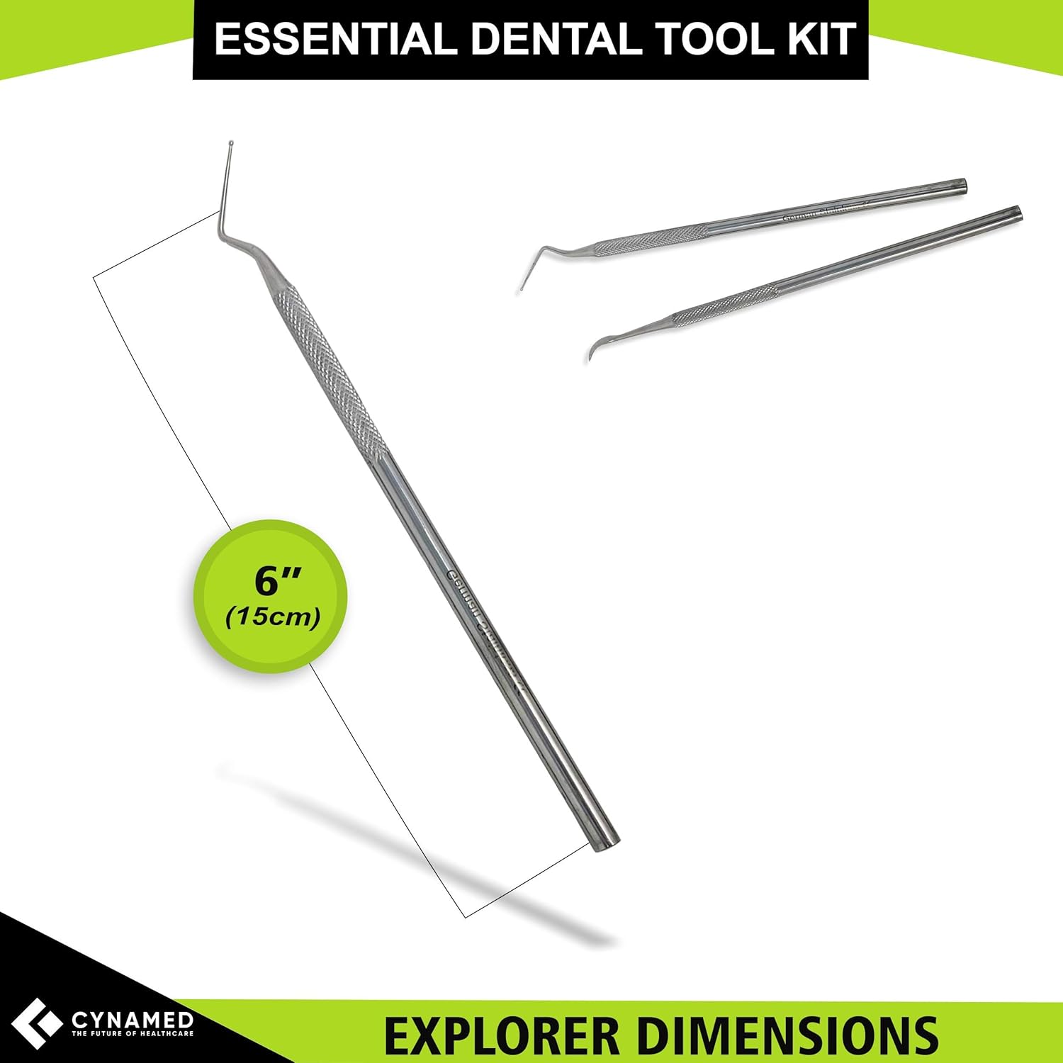 Cynamed Kit de herramientas dentales esenciales de acero inoxidable de alta calidad, kit de cuidado bucal higiénico, raspador dental, sarro,