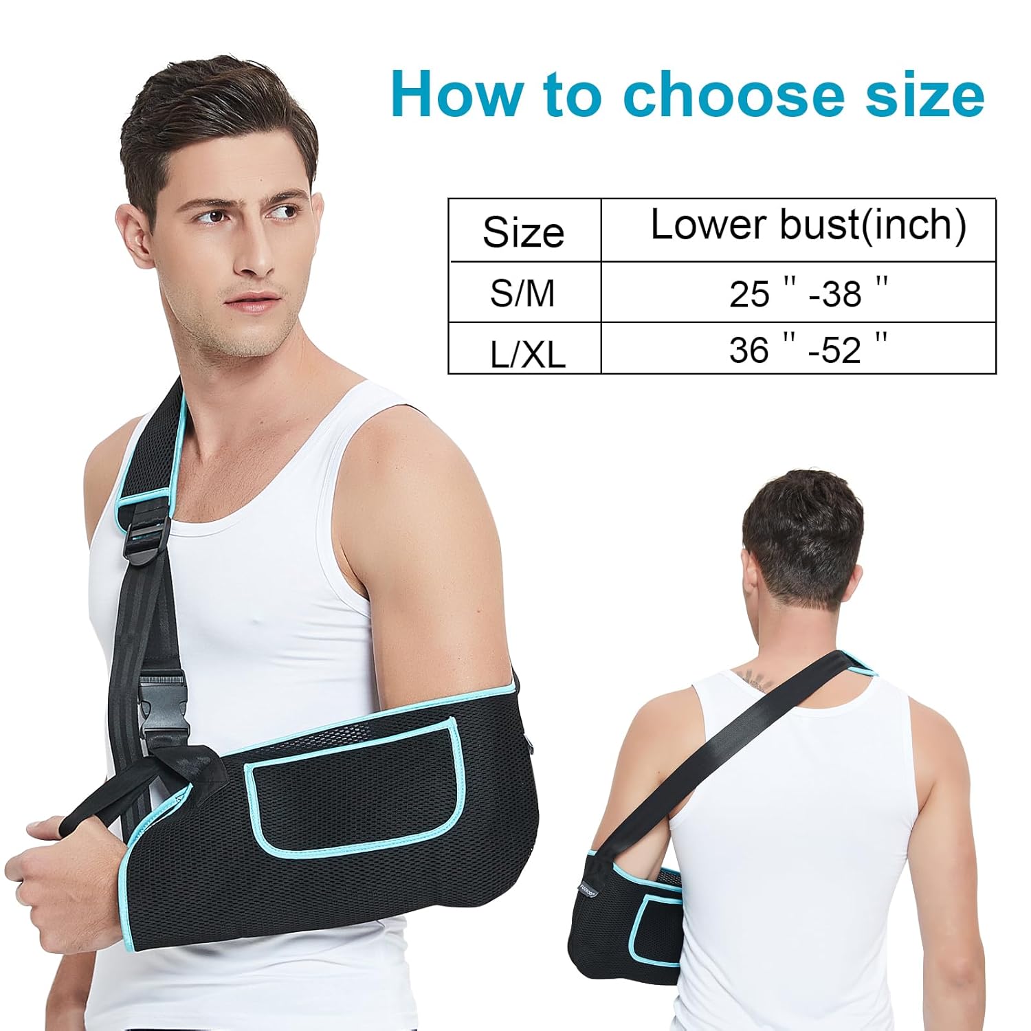 FUUXOO – Inmovilizador de hombro para brazo, soporte de puño rotador, cómodo arnés médico para lesiones de hombro, brazo izquierdo y derecho,